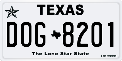 TX license plate DOG8201