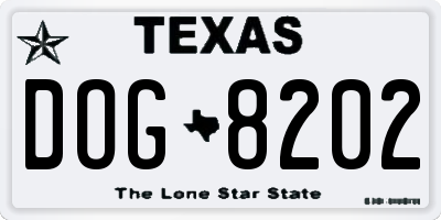 TX license plate DOG8202
