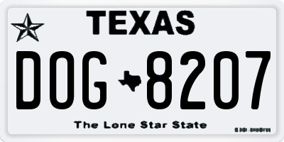 TX license plate DOG8207