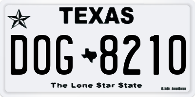 TX license plate DOG8210