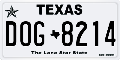 TX license plate DOG8214