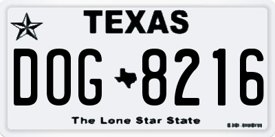 TX license plate DOG8216
