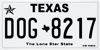 TX license plate DOG8217