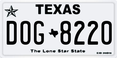 TX license plate DOG8220