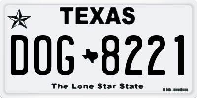TX license plate DOG8221