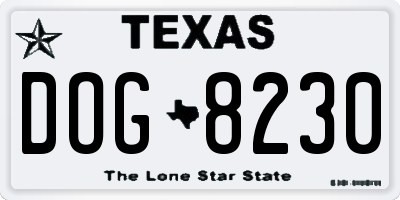 TX license plate DOG8230