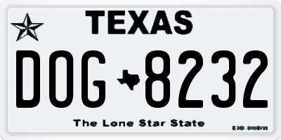 TX license plate DOG8232