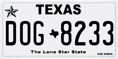 TX license plate DOG8233