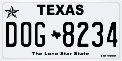 TX license plate DOG8234