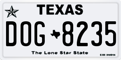 TX license plate DOG8235