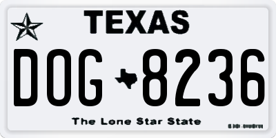 TX license plate DOG8236