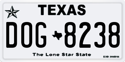 TX license plate DOG8238