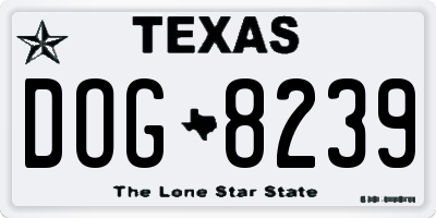 TX license plate DOG8239