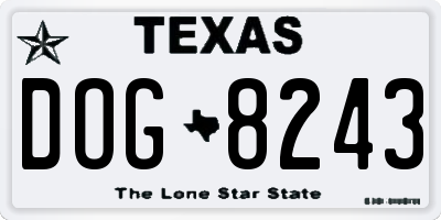 TX license plate DOG8243