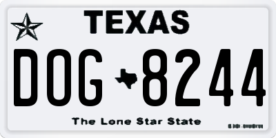 TX license plate DOG8244