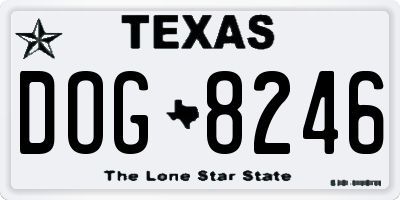 TX license plate DOG8246