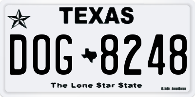 TX license plate DOG8248