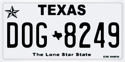 TX license plate DOG8249