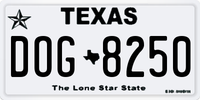 TX license plate DOG8250