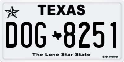 TX license plate DOG8251