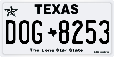 TX license plate DOG8253