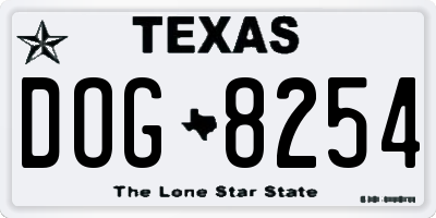 TX license plate DOG8254
