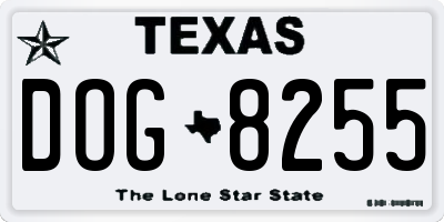 TX license plate DOG8255