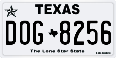 TX license plate DOG8256