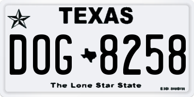 TX license plate DOG8258