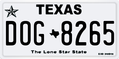 TX license plate DOG8265