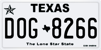 TX license plate DOG8266