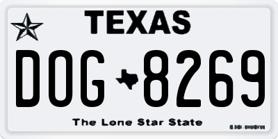 TX license plate DOG8269