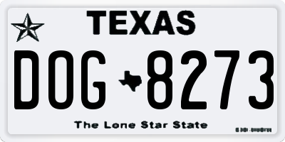 TX license plate DOG8273