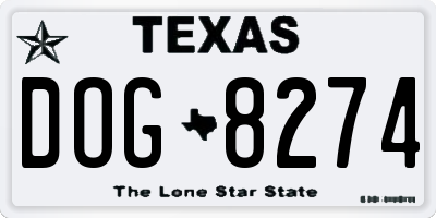 TX license plate DOG8274