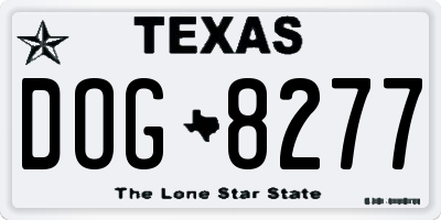 TX license plate DOG8277
