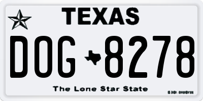 TX license plate DOG8278