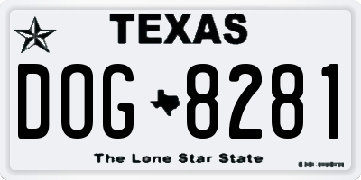 TX license plate DOG8281