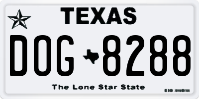 TX license plate DOG8288