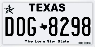TX license plate DOG8298