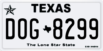 TX license plate DOG8299