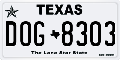 TX license plate DOG8303