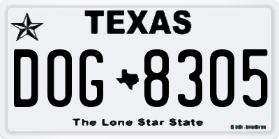 TX license plate DOG8305
