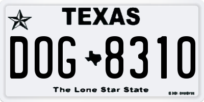 TX license plate DOG8310