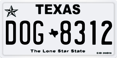 TX license plate DOG8312