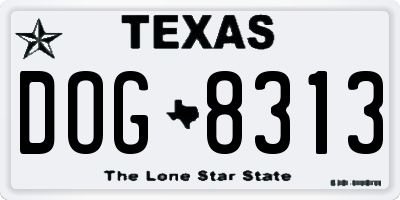 TX license plate DOG8313