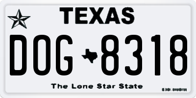 TX license plate DOG8318
