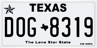 TX license plate DOG8319