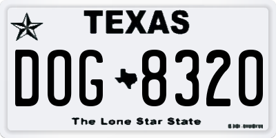 TX license plate DOG8320