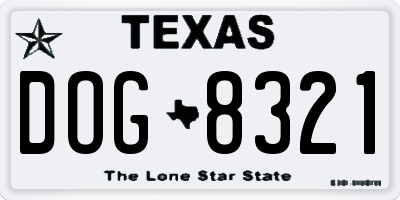 TX license plate DOG8321