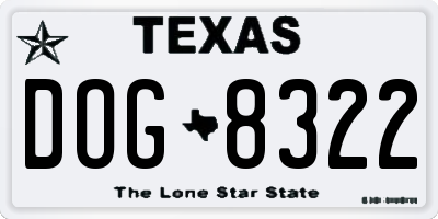 TX license plate DOG8322